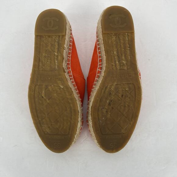 Chanel CC Espadrilles Orange Suede Womens Size Eu 35 US 5 - Picture 7 of 8